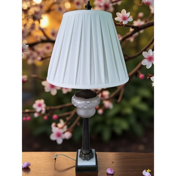 vintage 1950s cambridge lamp co. brass & marble base with brass neck & top table - Picture 16 of 16